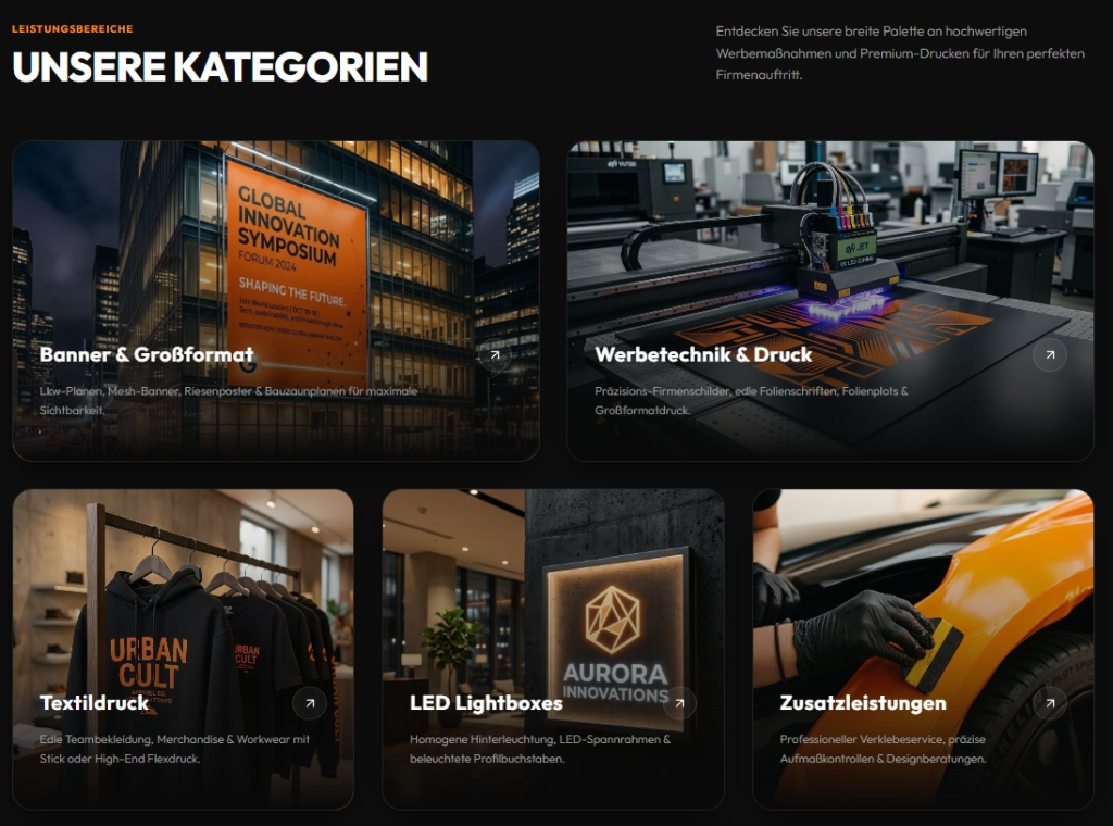edelfoliert.de - Leistungsbereiche & Kategorien